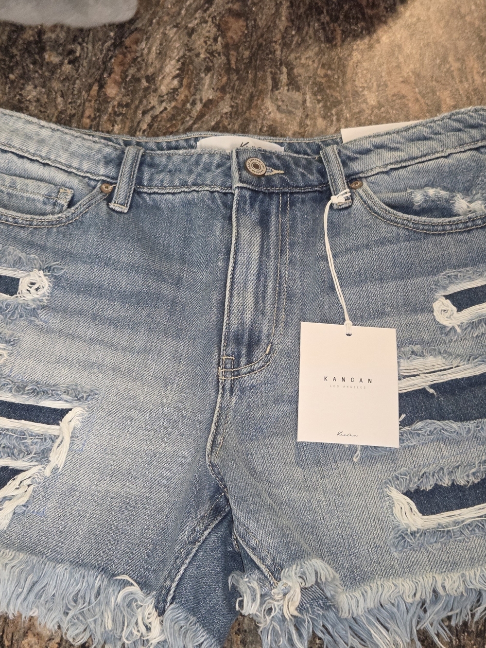 Kancan Light Blue Distressed Women’s Denim Shorts